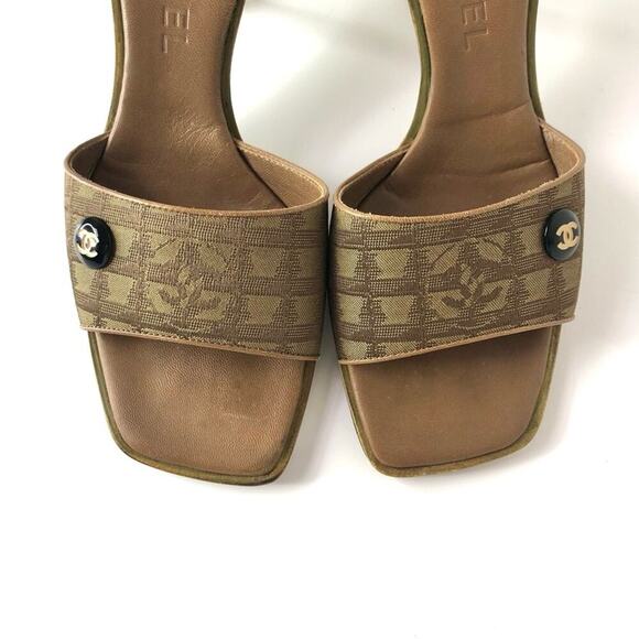 Vintage Chanel Interlocking CC Monogram Satin Slip On Mules Sandals 36.5 - Picture 3 of 9